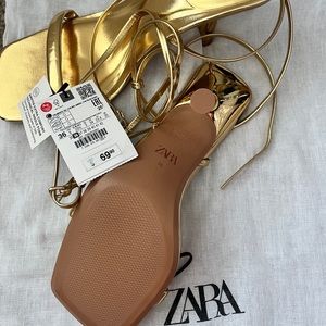 Zara gold strappy heels